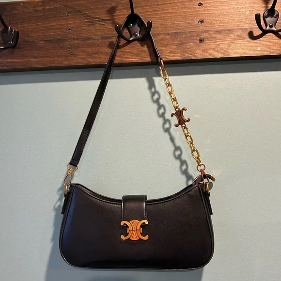 🌸NWOT🌸Black Structured Triomphe-Style Crossbody/ Shoulder / Clutch Bag - Picture 6 of 8